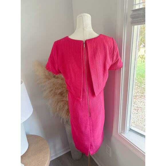 Karl Lagerfeld Pink Fringe Sheath Dress Womens Size 8 Professional Work Office - Picture 6 of 10